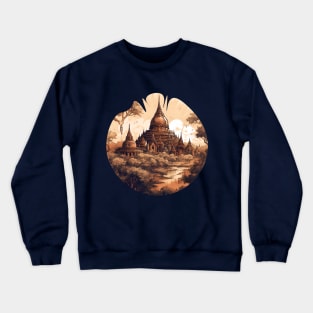 Illustration of Bagan, Myanmar in circle Crewneck Sweatshirt